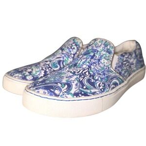 LILLY PULITZER Julie Sneakers Size 6 Blue Paisley Animal Print